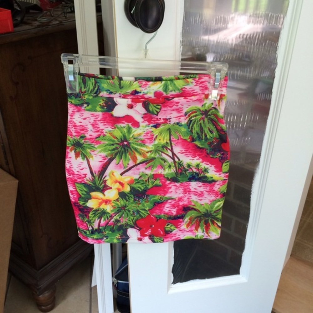 Pink and green floral skirt